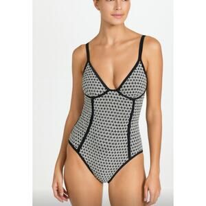 Ward Whillas Reversible One Piece Swimsuit Black White Size 6 Medium